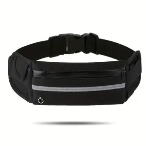 Waist Sports Bag, Waterproof, Lightweight, Reflective Strip, Three Pockets for Phone, Keys, Debit/Credit Card, and A Small Bottle, Great for Walking, Jogging, Running, and Hiking