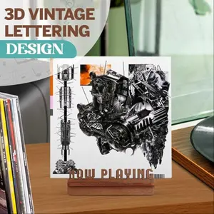 Wooden Record Display Stand, Retro Atmosphere Decoration Prop, Music Theme Storage Rack, CD DVD Desktop Organizer, Vinyl Showcase