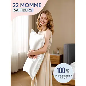 Premium Natural Mulberry Silk Pillowcase for Hair and Skin  22 Momme 6A Silk Pillow Cases Standard Size with Zipper, Ideal for Women's Beauty Sleep benefits