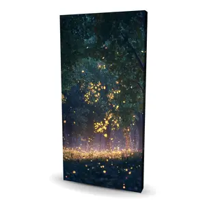 212 MAIN Artistic Glowing Green Leaves Nature Wall Artwork, 24x48 in Hanging Wall Decor for Home Rooms, Posters & Prints Home Supplies