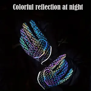 Motorcycle Riding Gloves for & - Touchscreen Compatible, Breathable Night Vision Reflective Gloves with Iridescent Rainbow Colors (/Headlight-Activated), Dirt Bike, ATV, MTB, MBX, Motorbike (Adjustable Strap Closure)