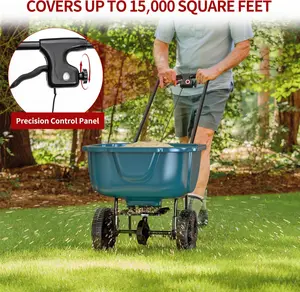 YITAMOTOR 60 lb Walk Behind Lawn and Garden Spreader for Seeds & Fertilizer with Easy Flow Control & Precision Control Panel Covers Up to 15,000 Square Feet