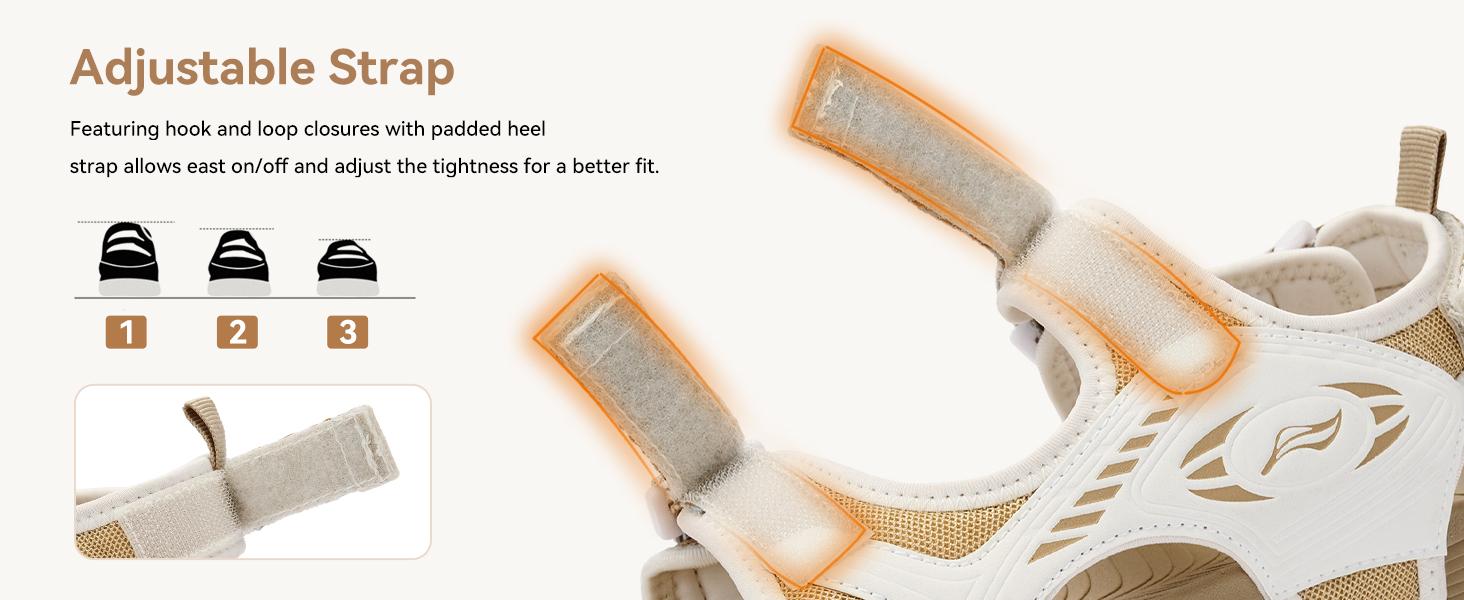 Women's Summer Walking Sandals with Breathable Mesh Upper, Quick-Drying Water-Friendly Design, Adjustable Hook and Loop Straps, Padded Heel Strap for Easy On/Off and Customized Comfort, Lightweight Outdoor Summer Sandals