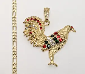 Plated Rooster Figaro 3mm Chain Necklace