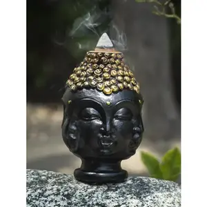 Phra Phrom Four Faced Buddha with Ushnisha Head Backflow Incense Cone Burner