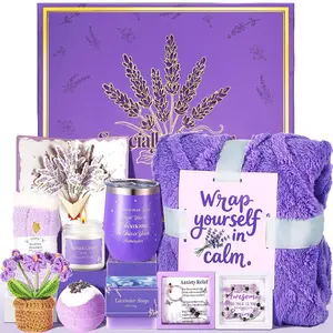 Lavender Gift Baskets for,Self Care Spa Gift Set,Birthday Gift for,Get Well Soon Gifts,Thinking of You Gifts, Relaxation Spa Care Package for, Her, Mom, Wife, Sister, Firend