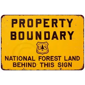 Aluminum Vintage Reproduction Sign for Property Boundary and National Forest 8x12 Inches Custom Outdoor Metal Plaque