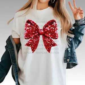 Coquette Sparkly Bow DFT Graphic T-Shirt: Glitter and Grace