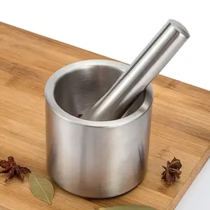 1 Set Stainless Steel Garlic And Chili Grinder Set - Perfect for Kitchen, Dorm, Easy to Use And Durable Kitchen Tool