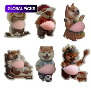 6pcs/set 3D Fat Belly Dog Stickers, One-Time Decorative Stickers, Collectible Scrapbook Stickers, Cute Animal Decals for Kids, Fun Stickers, Scrapbooking
