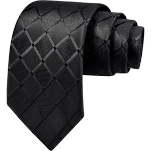 3.15"(8cm) Fashion Solid Plaid Ties Mens Woven Jacquard Necktie for Wedding