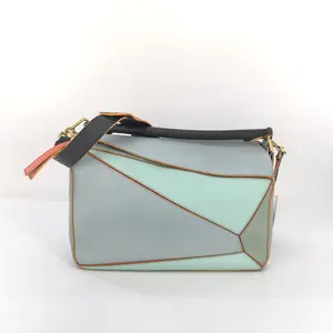 Pre-owned Loewe Leather Crossbody Bags Calfskin Large Puzzle Bag Blue JL006