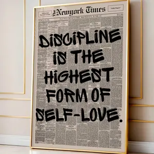 Discipline Is The Highest Form Of Self Love Poster, Motivational Quote Wall Art, Posterprint, Mental Health Room Decor