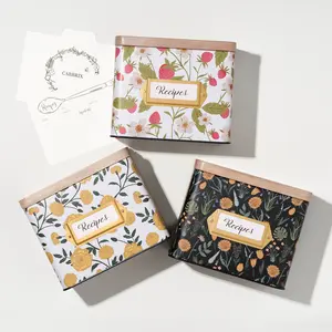 Recipe Box with 50 Cards and 24 Dividers, Cabbrix 4x6 Recipe Card Box Set, Wooden Lid with Phone Holder and Recipe Holder, Beautiful Metal Recipe Organizer