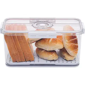 MIUVA Bread Box with Time Recording Airtight Food Storage Container for Homemade Bread Toast Loaf Cookies PET BPA Free Clear Organizer Stackable Plastic Transparent Kitchen Utensils - Tableware Sets Stock Up Value Pack Valentine's Day gift Christmas Gift