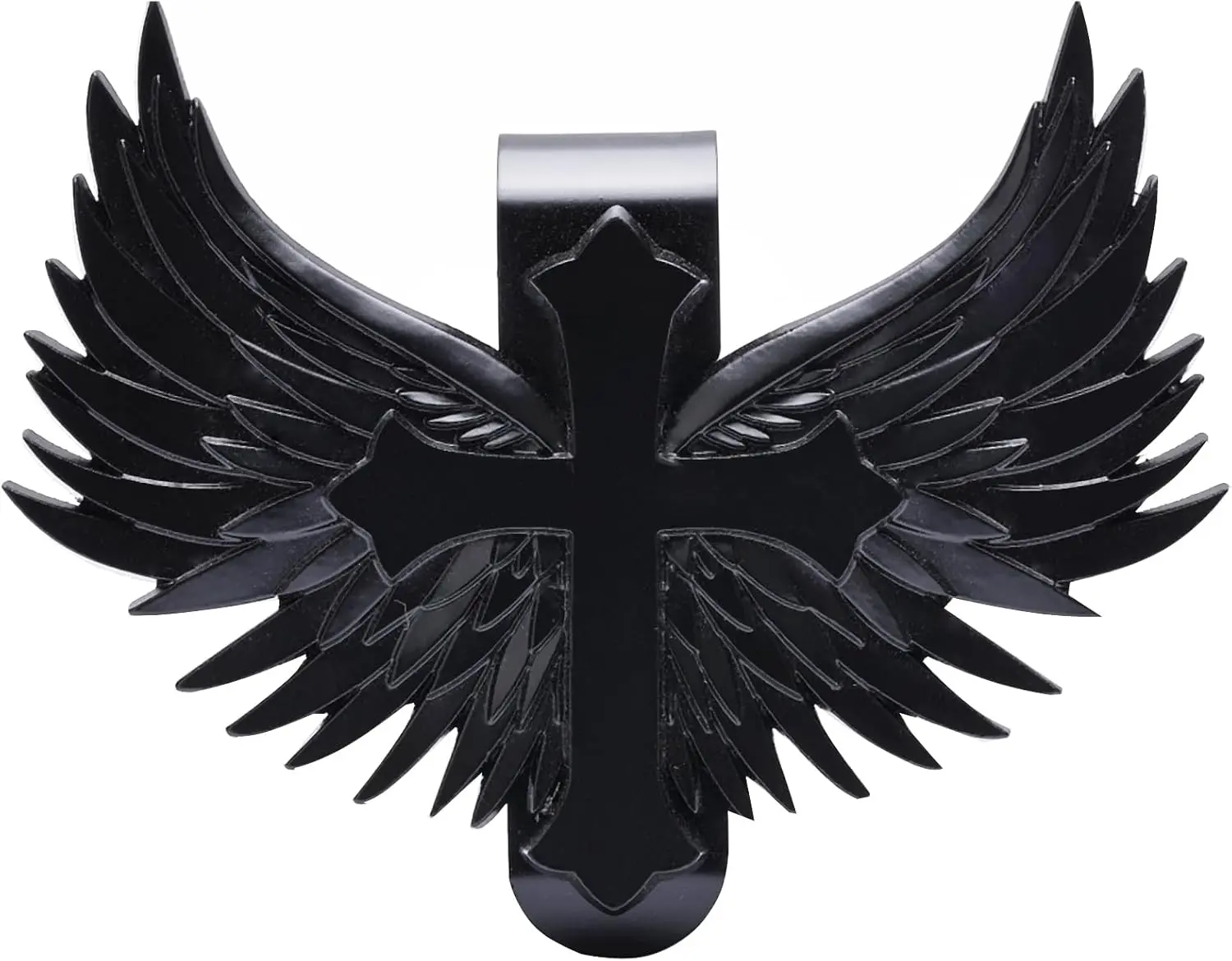 Guardian Angel Visor Clip - Guardian Angel Visor Clips for ,Stainless Steel Wings Cross Sunshade Clip Driver  (Black) (Black)