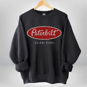 Retro Peterbilt Class Pays Sweatshirt, Vintage Red Oval Logo Pullover, Classic Peterbilt Motors Co Trucker Crewneck, Big Rig Diesel Hauler Shirt, Unisex Highway Style