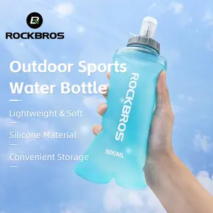 ROCKBROS Sports Soft Water Bottle Lightweight Collapsible Cycling Folding Water Bottle  Bag Squeeze Type Large Capacity Outdoor Sports Hiking Tumbler with Dust Cover