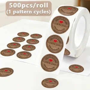 500pcs Thank You Roll Stickers Self Adhesive Label Gift Decoration Cowhide Paper Labels, Packaging Sealing Tags for Small Events and Gifts