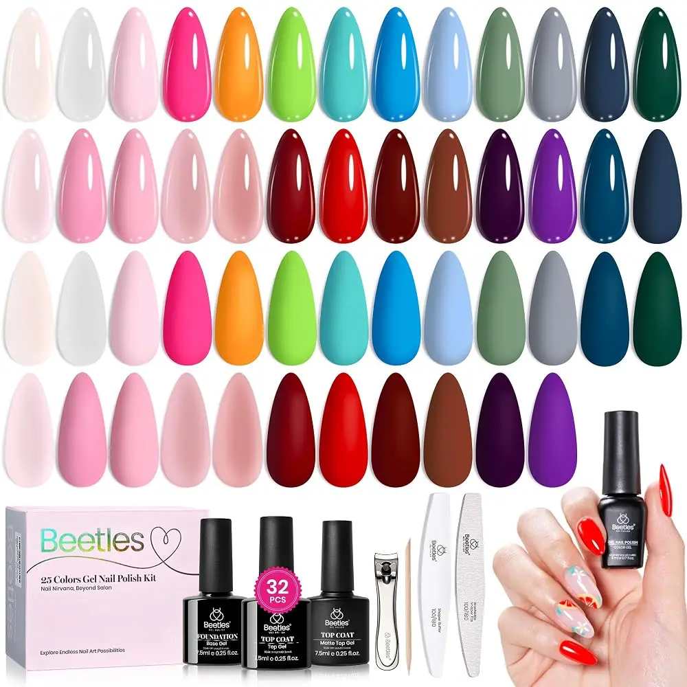 Beetles Gel Nail Polish Set【Base & Top Coat&Color Gel&Manicure Tool&Decoration】DIY Nails at home gift Matte Glitter Glue  #cozyvibes #effortlessbeauty