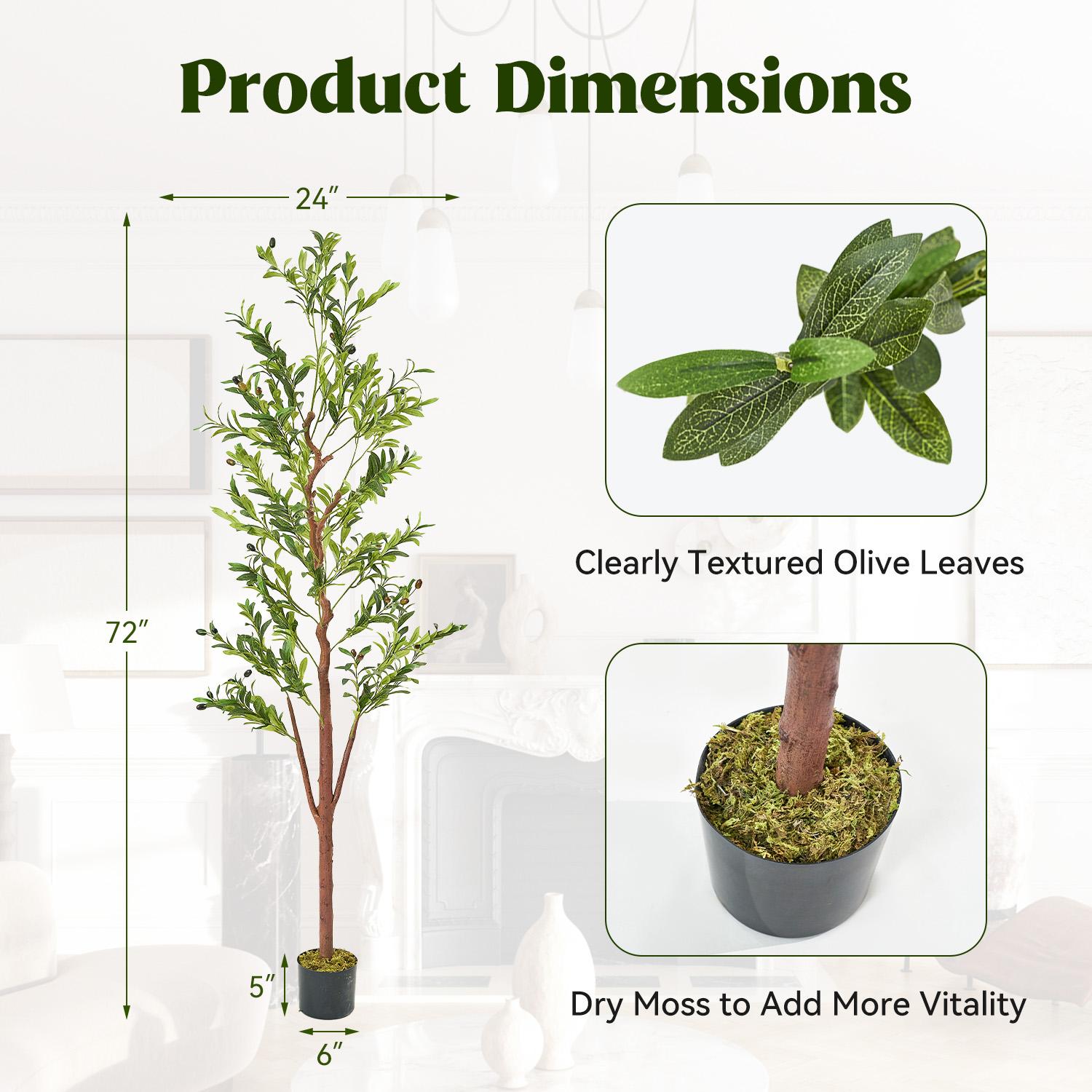 Artificial Olive Tree 7FT with Natural Bark Trunk Ultra-Realistic Faux Olive Plants for Indoor Outdoor Decor No Maintenance Required for Home Office Living Room Patio Porch Decoration