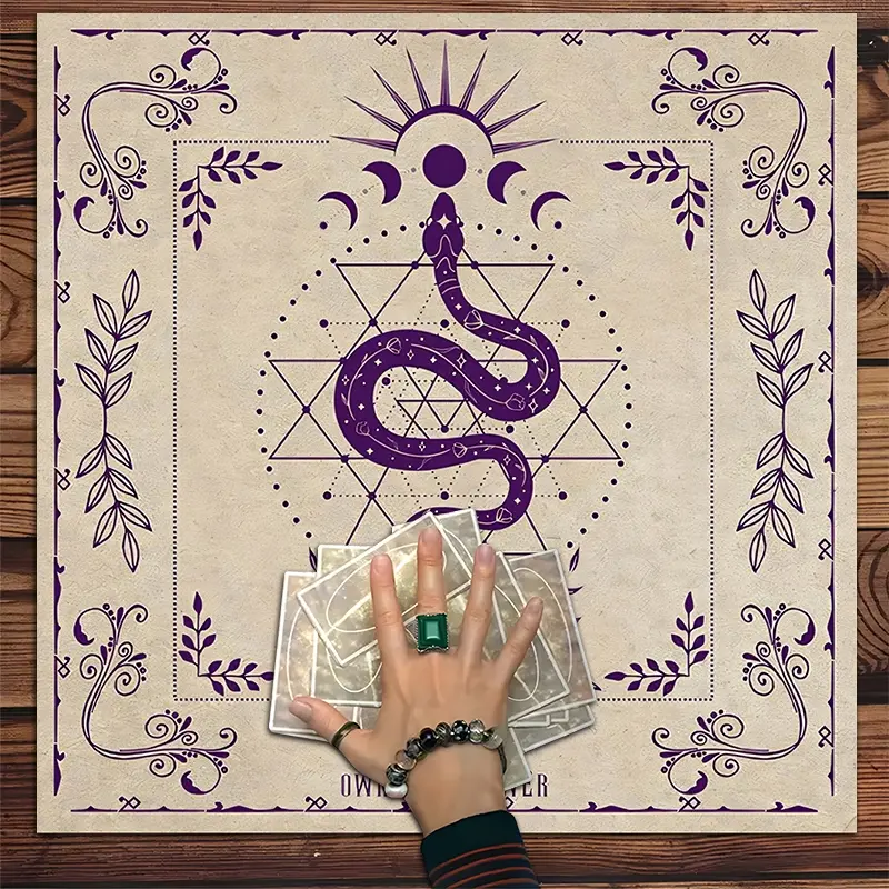 1pc Purple Serpent Party Decorations Astrology Theme Decor and Spiritual Room Decoration, Soft Washable Fabric Table Cover for Home and Party Use