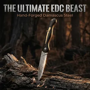 TUPI Pocket Knife, Damascus Steel, Outdoor Knife, Kitchen Peeler