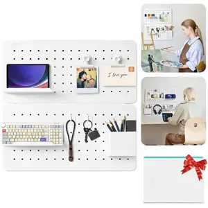Upgraded Metal Pegboard Wall Organizer Kit - , Heavy-Duty Peg Board with Shelves, Hooks & Clips - Wall Mount Storage for Office, , Makeup, Garage & , Craft Organizer