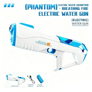 New Auto Suction Electric Water Gun, LED Flame Glow Water Blaster, Rechargeable Summer Pool party Beach Toy for Kids & Adults Water Fight