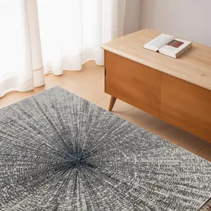 212 MAIN 5x8 ft. Abstract Power Loom Rectangle Area Rug, Gray & Ivory - Contemporary, Decorative, Durable, Modern Abstract, Stain Resistant Rugs, Contemporary Rugs, Decorative Rugs