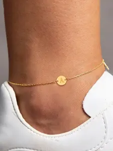 Minimalist Initial Charm Anklet, Fashionable Stainless Steel Chain Anklet for Women & Girls, Trendy All-match & Exquisite Jewelry for Birthday Gift