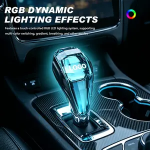 Crystal Bling LED Gear Shift Knob Cover | Touch-Activated RGB Multicolor Diamond-Cut Glow | Automatic Transmission Interior Upgrade | Luxury Car Accessories for Women Aesthetic Decor