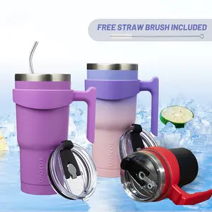 BJPKPK Tumbler With Handle And Straw Stainless Steel Travel Mug Insulated Tumbler Cups With Lids, Wide Mouth and Narrow Bottle for Easy Cleaning