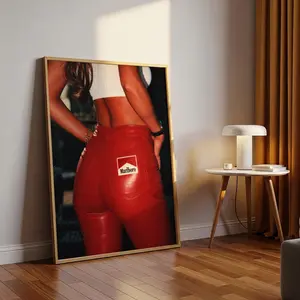 Vintage Marlboro Red Leather Pants Photography Print, 90s Retro Wall Art