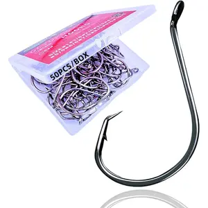 Circle Hooks Fishing Hooks 2X Strong Octopus Offset Fish Catfish Bulk Fishing Gear Equipment Hooks Set Saltwater Freshwater 50PCS