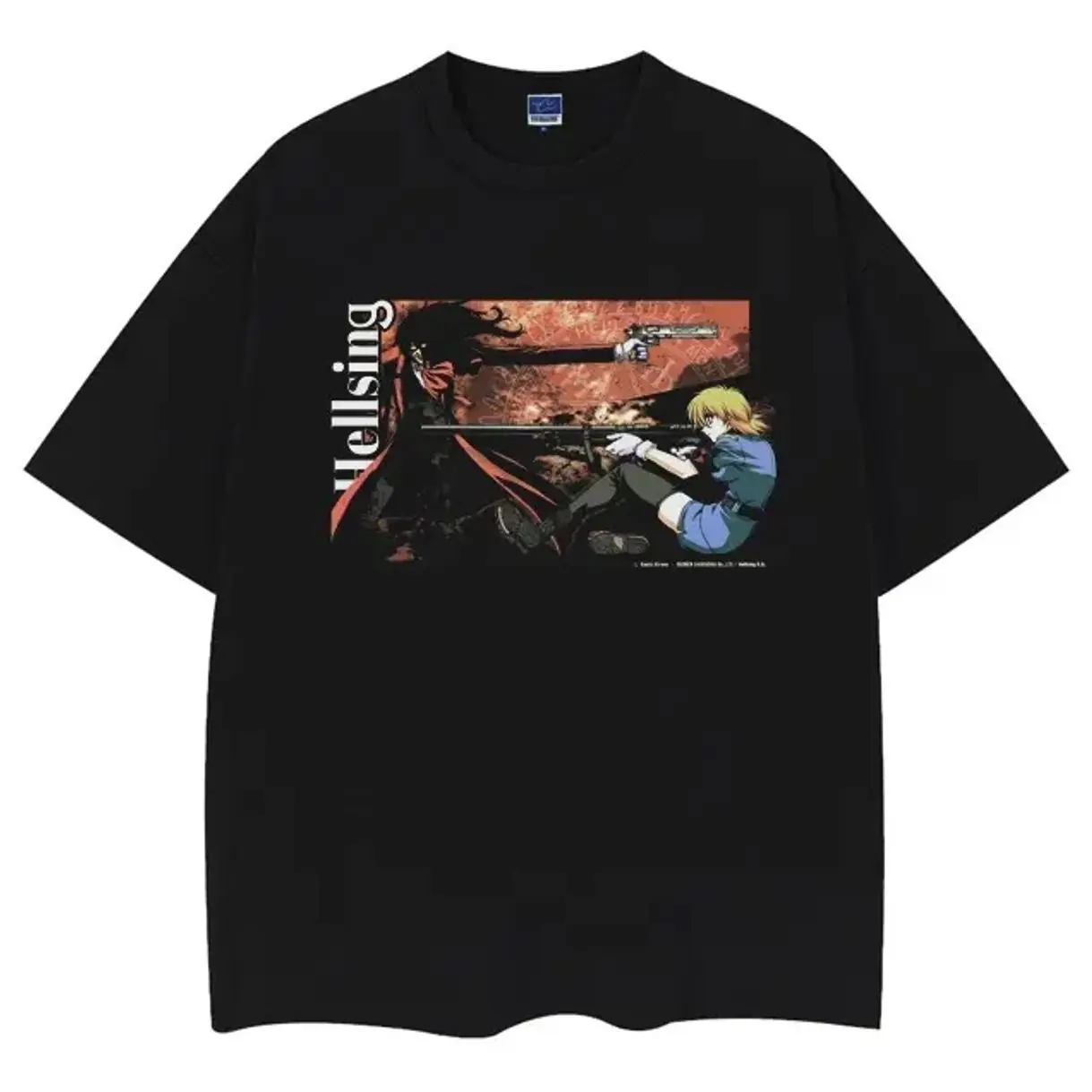 Hellsing "Illustration" Heavyweight Vintage Tee 100% Cotton OVERSIZED Anime T-shirt Crew Necks Menswear men gifts vintage clothing men Black Top Tshirt Streetwear MJ5
