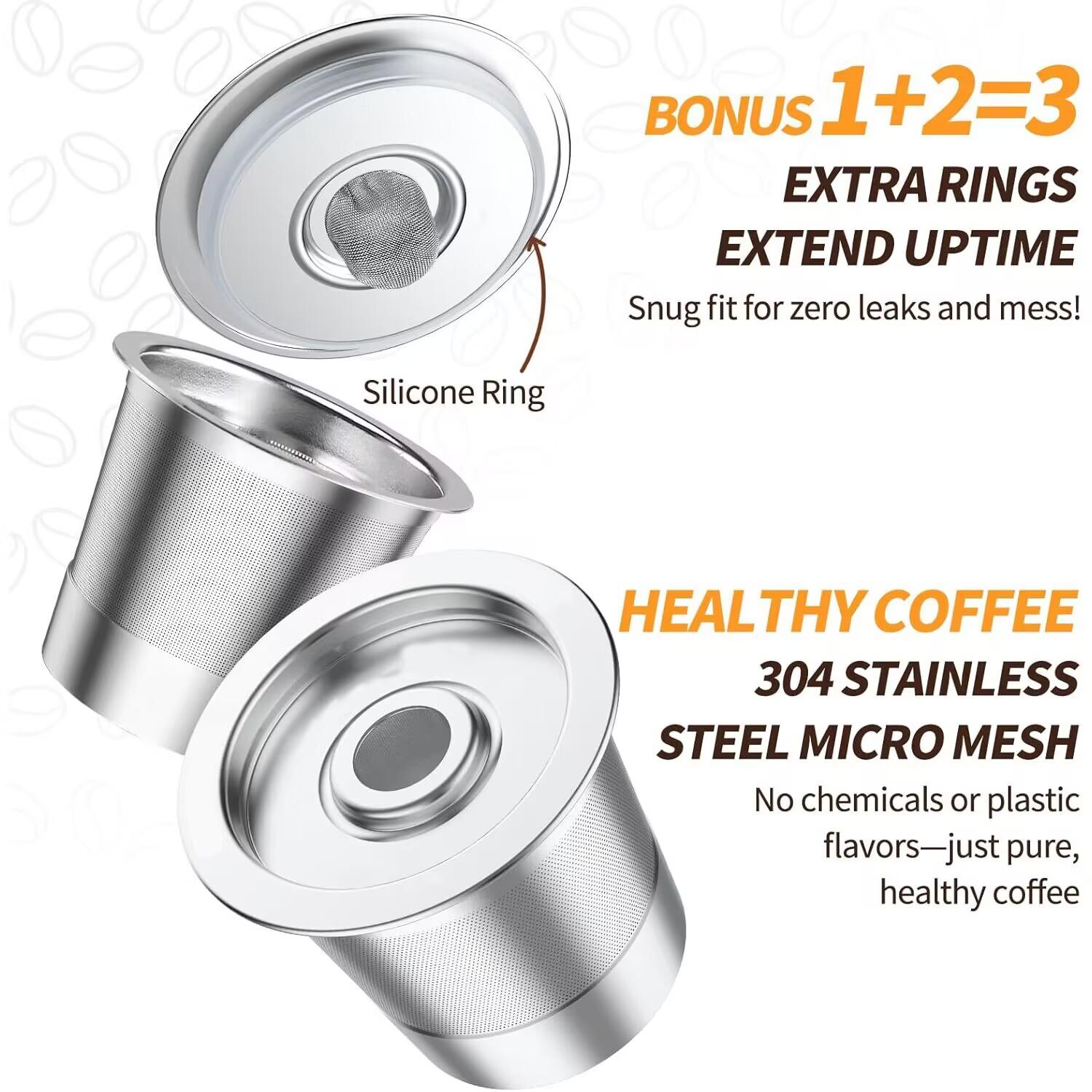 2 Pack Reusable K Cups Coffee Pods for Keurig 1.0:Stainless Steel Refillable K Cup - Reusable Coffee Filter forKeurig 1.0 Coffee Maker, Permanent, Eco-Friendly,Innovative Design