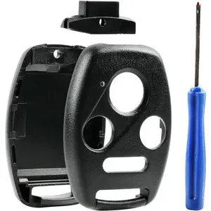 Cutting NOT Required - Key Fob Keyless Entry Remote Shell Case & Pad fits Honda 2003-2012 Accord / 2006-2013 Civic EX / 2009-2015 Pilot /2005-2006 CR-V