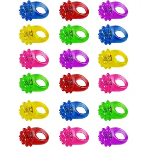 Z Outlet Flashing Colorful LED Light Up Bumpy Jelly Rubber Rings Finger Toys for Parties, Event Favors, Raves, Concert Shows, Gifts ( Pack)