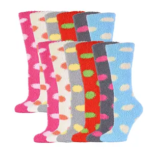 12 Pairs Women's Plush Knee High Socks Fuzzy Fleece Warm Soft Cozy Fluffy Winter Home Sleeping Premium Socks Comfy Christmas Gifts Women Assorted Pack