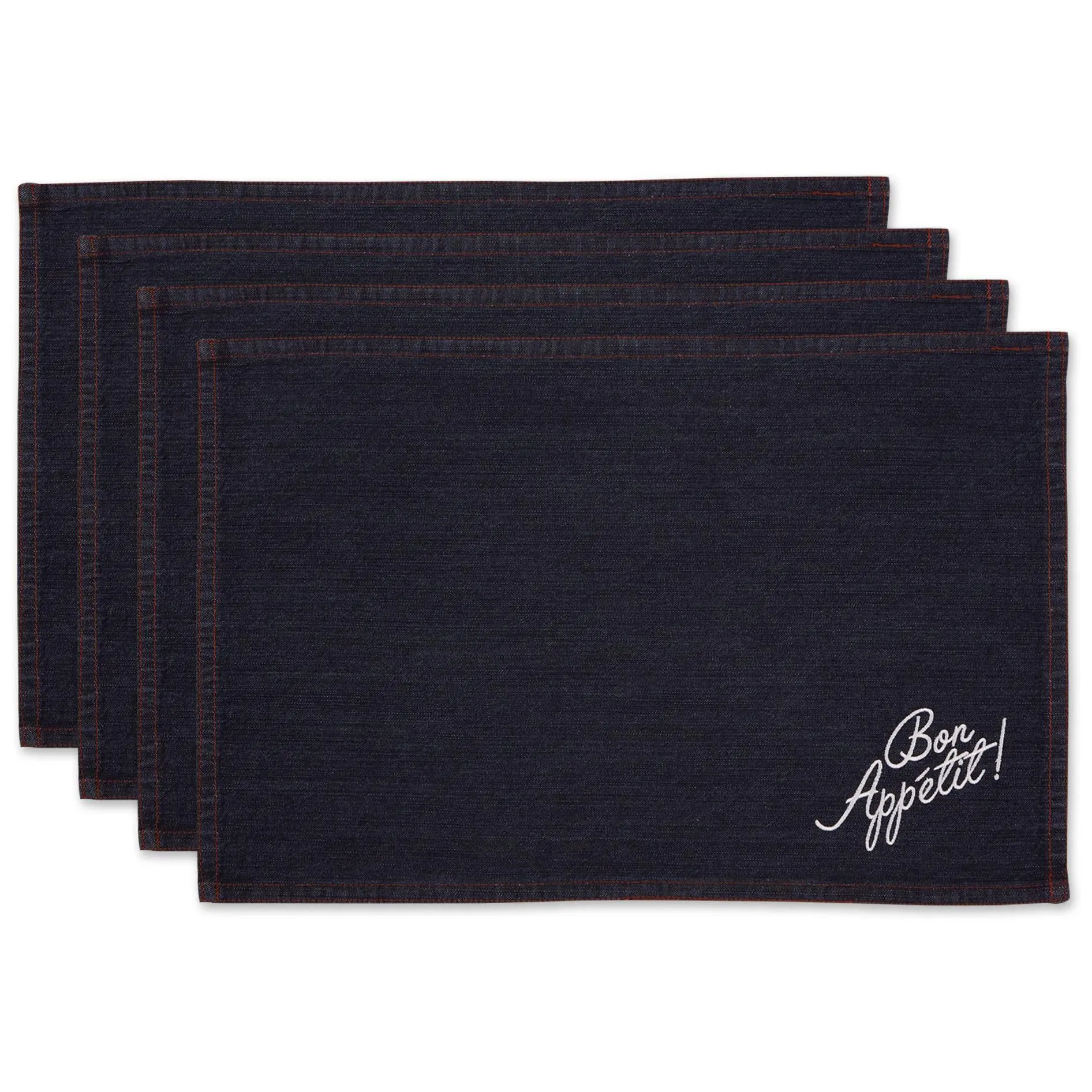 Design Imports Set of 4 Bon Appetit Denim Place mats