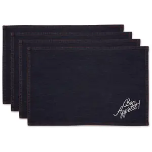 Design Imports Set of 4 Bon Appetit Denim Place mats