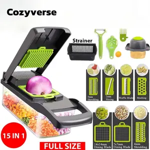 Ultimate 15-in-1 Food Chopper: Versatile Vegetable and Fruit Slicer, Onion Dicer for Fast Meal Prep in Your Kitchen