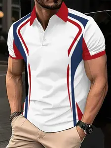 Men's Casual Short Sleeve Polo Shirt, Lightweight Breathable Polyester Fabric, All Season Wear, Perfect for Parties and Daily
