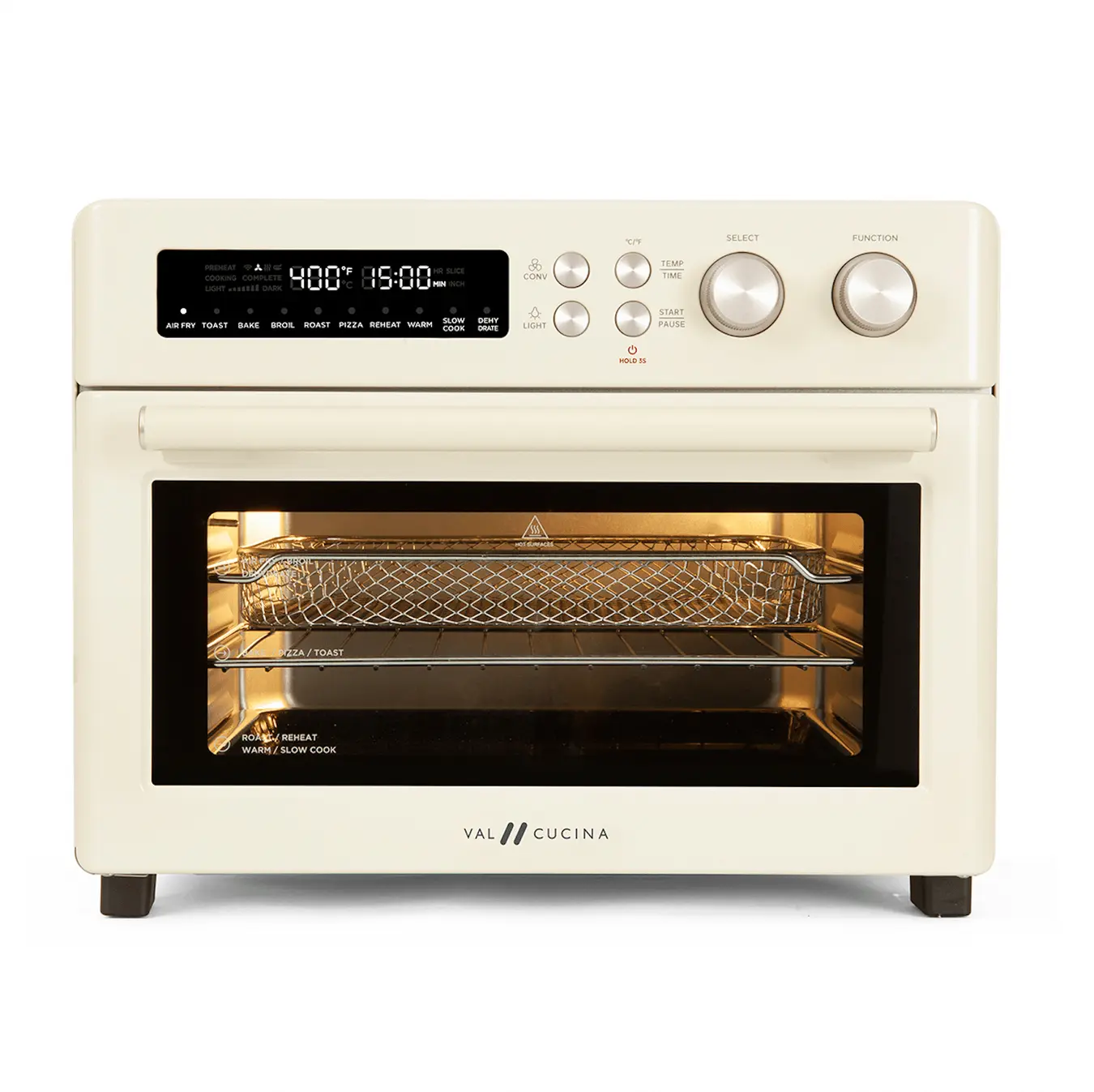 Val Cucina Roma 10-in-1 Retro Cream Air Fryer Toaster Oven