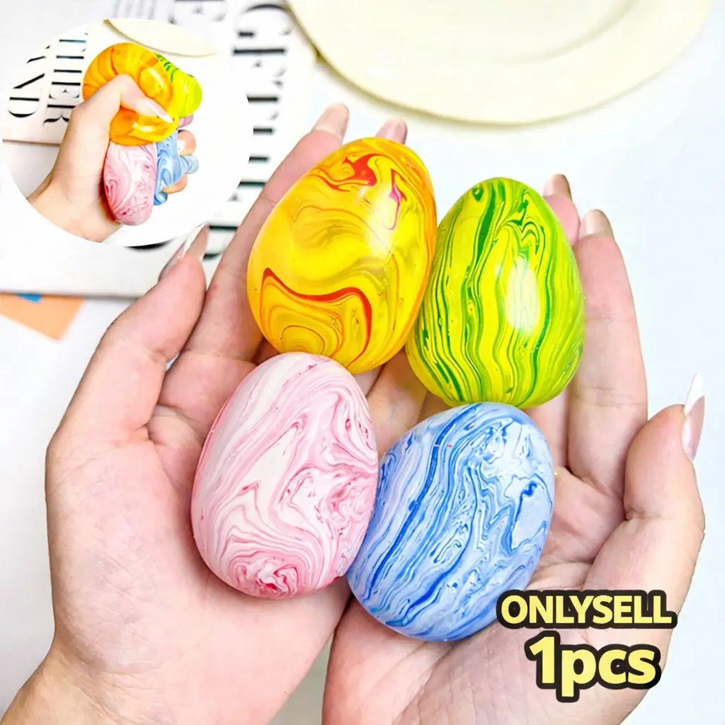 Easter Stress-Relieving Toy, Stress Relief Fidget, Soft and Sticky Ball, Egg-Shaped, Slow-Resilience Gift, Portable Anxiety Reliever, Fun Squeezing Experience