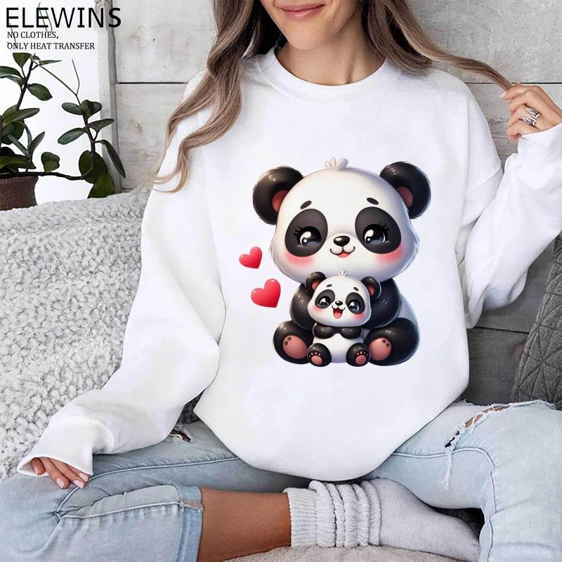 6 Sheets  Panda & Panda Mom DTF Iron On Transfers - Washable Plastic Vinyl Heat Press Sheets Suitable for T-Shirts, Hoodies, Jeans, Backpacks, Pillows - Machine Washable DIY Fabric Transfers for Men & Women