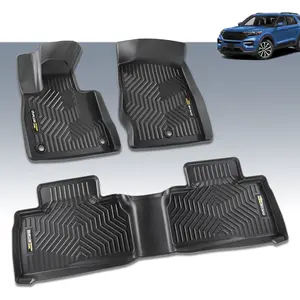 CROSSDESIGN TPE Floor Mats  Fit For 2020-2024 Ford Explorer,All Weather 3D Liners,Waterproof Durable Non-slip,3PCS Black Upgraded Version