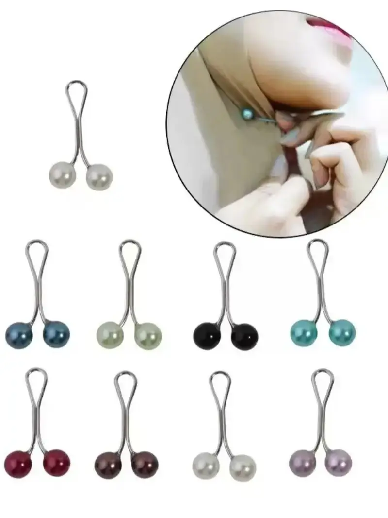12 Pcs Random Color Muslim Hijab Safety Pins, Anti-Scratch Islamic Scarf Shawl Brooch Buttons, Multi-Purpose Decorative Clips for Hijabs, Wedding Dresses & Clothing Accessories