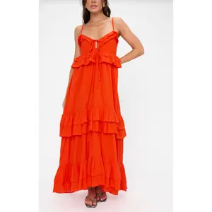 SHOW ME YOUR MUMU FREYA MAXI DRESS IN ROUGE RED VOILE